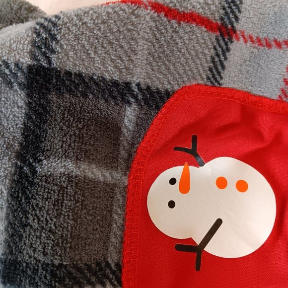 Dog Sweater Fleece Cozy Pet Clothing Black Gray Plaid Snowman Graphic NWOT - Picture 4 of 12